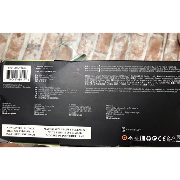 Skullcandy Cassette Junior w/Microphone, Collapsible Design, Ear Cushions NEW - Picture 6 of 6